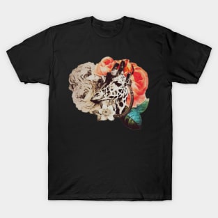 Giraffe and flowers - abstract and unique design T-Shirt